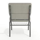 Chaise d'église de la série HERCULES de 21 po de largeur en tissu à pois gris avec étagère à livres - Cadre veine d'argent-Siège épais de 4 po avec une bordure de cascade de 5 po