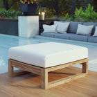 Modway Upland Outdoor Patio Teak Ottoman - Natural/White-Solid teak wood construction