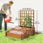 Outsunny 3-Tier Raised Garden Bed with Trellis for Climbing Plants - Brown-Fir wood structure with a protective paint coating, ensuring long-lasting quality
