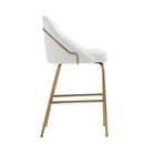 Manhattan Comfort Gracie 22" Modern Leatherette Upholstered Counter Stool - White and Gold - 3 Pack-Seat Height: 26 in