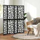HOMCOM 4 Panel Geometric Pattern Freestanding Room Divider for Bedroom - Black-Material: Non-woven Fabric, Paulownia Wood 
