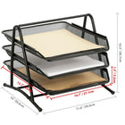 ShoppingAll - Bac à documents en maille à 3 niveaux-Dimensions: Le plateau mesure 11.6″L x 14″P x 10.5″H / L:29.5cm x P:35.6cm x H:26.7cm. Chaque niveau mesure 10.7″L x 13.7″P x 1.3″H / L:27.1cm x P:35cm x H:3.2cm.