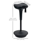 Vinsetto Backless Adjustable Wobble Stool Chair - Black-High-end gas lift and anti-slip base ensure smooth, secure adjustments
