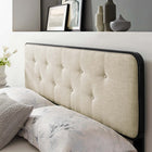 Modway Collins Tufted Fabric and Wood King Headboard - Black Beige-Interchangeable Bed Frame Options