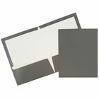JAM Paper Laminated Two-Pocket Glossy Presentation Folders - Grey - 25 Pack-Colour: Grey