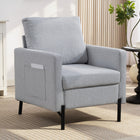 HOMCOM - Fauteuil d’appoint moderne avec pieds en métal et coussin épais pour chambre - gris clair-Peut être placé partout, du salon, à la chambre jusqu'à la salle à manger... 
