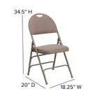 Flash Furniture – Chaise pliante en métal et tissu très large à triples renforts Hercules, poignée de transport, beige, 4/paquet-Siège rembourré épais de 1 po avec mousse CAL 117