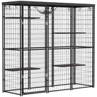 PawHut - Enclos pour chat en fil soudé extérieur/intérieur avec housse imperméable - 69 po L x 22 po l x 62 po H-Espace de vie spacieux de 10 pi² (0,96㎡) pouvant accueillir confortablement 1 à 3 chats jusqu'à 11 lb (5 kg) 
