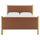 Modway Maven Queen Size Vegan Leather Upholstered Platform Bed - Tan Oak-Wood Slat Support
