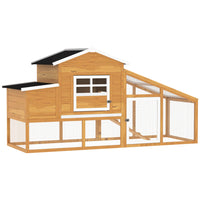 PawHut - Poulailler en bois 79 po, avec plateau amovible, pondoir - brun-Comprend une maison surélevée, une cour de promenade, un pondoir 