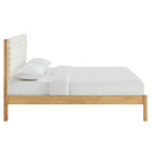 Modway - Olea Bois massif Boucle à touffes de canal Lit plateforme Queen, Feather Oak-Lattes de bois solides