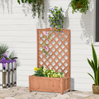 Outsunny Raised Garden Bed with Trellis for Vine Climbing - 28" x 11" x 46" -Lattice-work trellis for climbing vines 
