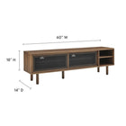 Modway Kurtis 60" TV Stand - Walnut-Metal Mesh Sliding Doors