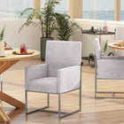 Manhattan Comfort - Chaise de salle à manger moderne Element 60,3 cm en velours gris-Base en acier inoxydable pour design industriel ouvert avec finition chromée