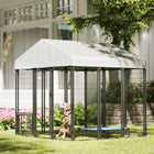 PawHut Outdoor Welded Wire Dog Kennel and Dog Run with Cover and Adjustable Bowls - 6' x 6' x 6' - Silver-Rotating, adjustable bowl rack simplifies feeding and hydration 