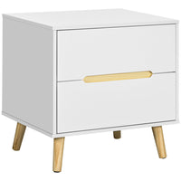HOMCOM - Table de chevet moderne avec 2 tiroirs et pieds en bois massif - blanc-Des touches de style moderne pour sublimer votre décoration intérieure