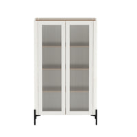 Manhattan Comfort Abbey 31.5" Modern Décor Cabinet - Maple and Off White-Modern Décor Cabinet for Home Office, Living Room, Dining Room and Extra Storage Use