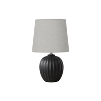 Monarch Specialties 19" H Transitional Table Lamp - Black Resin / Grey Shade-This stylish 19"h table lamp features a chic black resin base and complementary grey fabric shade, perfect for creating a warm, inviting ambiance in transitional style living room, bedroom, or office space