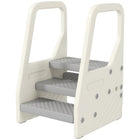 Qaba - Marchepied réglable en hauteur pour tout-petit avec poignée et repose-pieds - Gris-La hauteur réglable permet de passer de 3 à 2 marches pour plus de polyvalence 