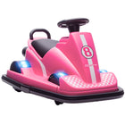 Qaba 6V Electric Bumper Car for Kids with 360 Degree Spin and Dual Motors - Pink-Lets kids drive independently with ride-on design and a steering wheel 