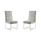 Manhattan Comfort Element 19.68" Modern Velvet Upholstered Dining Chair - Steel - Set of 2-Modern Dining Chair Perfect for Dining and Accent Living Room Use. Set of 2