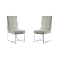 Manhattan Comfort Element 19.68" Modern Velvet Upholstered Dining Chair - Steel - Set of 2-Modern Dining Chair Perfect for Dining and Accent Living Room Use. Set of 2