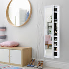 HOMCOM Mirror Jewelry Cabinet with Full Length Mirror - 14.5" L x 3.75" W x 47.75" H - White-Roomy space of storage inside, 24 hooks for necklaces, holes for 20 pairs earring, 60 rings compartments, 5 storage shelves for bracelets 