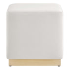 Modway Tilden 17" Square Performance Velvet Upholstered Ottoman - Alabaster/Natural-Weight Capacity: 506 lbs.