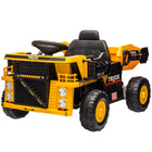Qaba 12V Kids Ride on Car Construction Vehicle with Electric Dump Bed - Yellow-Automatic lifting and dumping simplify playtime tasks 