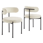 Modway Albie Boucle Fabric Dining Chairs - Ivory Black - 2 Pack-Modern Dining Chairs - Set of 2