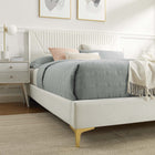 Modway Yasmine Channel Tufted Performance Velvet Full Platform Bed with Gold Metal Legs - White-Assembly Required