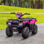 Aosom Kids 12V Battery Powered Ride-on ATV with Music, LED Lights and Treaded Tires - Pink-Textured wheels for improved traction 