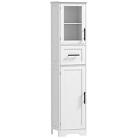 HOMCOM 67" Tall Freestanding Narrow Bathroom Cabinet - White-Includes an upper cabinet, drawer, and lower cabinet for bathroom organization