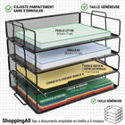 ShoppingAll - Plateau à documents empilable en maille à 4 niveaux-La conception large et ouverte à l'avant permet de glisser et de sortir les documents sans effort, vous aidant à trier rapidement le courrier entrant ou à saisir les projets en cours.