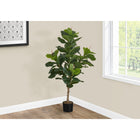 Monarch Specialties 47" Artificial Indoor Fiddle Tree - Floor - Black Pot-72 real touch, adjustable, lush green leaves create a lifelike appearance