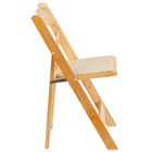 Flash Furniture HERCULES Series Natural Wood Folding Chair with Vinyl Padded Seat-Natural Wood Finish with Clear Lacquer Varnish