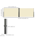 Outsunny Double Retractable Side Awning - 236" x 71" - Cream White-Adjustable in angle and length
