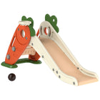 Qaba - Toboggan pliable 3 en 1 pour tout-petits avec panier de basket, thème carotte - orange-La combinaison toboggan, grimpeur et panier de basket encourage de multiples activités ludiques 