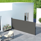 Outsunny Retractable Side Awning - 13' x 5' - Dark Grey-Retractable awning: you can pull the roller blind out or take it back smoothly
