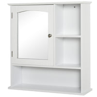 Kleankin Wall Mounted Bathroom Mirror Cabinet with Door and Adjustable Shelf - White-Wall-mounted design, takes up little space   