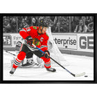 Jonathan Toews Blackhawks vs Golden Knights - Framed Canvas - 31" x 22"-Premium canvas print with gallery-wrapped edges