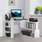 HOMCOM 47.25" L-Shaped Desk - White-360 degree rotates, multiple shape to meet different needs