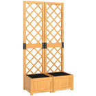 Outsunny 2-Piece Raised Garden Bed with Trellis for Plants-This set includes 2 raised bed to provide more space for your plants   