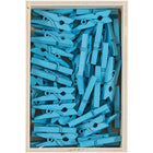 JAM Paper - Pinces à linge en bois - petites - 2 -2 cm - bleues - 50 pinces à linge par paquet-Ces mini pinces à vêtements à finition lisse sont fabriquées à partir de bois de haute qualité et s'ouvrent lorsqu'elles sont pincées