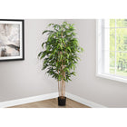 Monarch Specialties - Plante Artificielle - 83 po Heur - Arbre À Bambou - Mis En Pot - Touche Réelle - Feuilles Vertes - Pot Noir-Cette plante artificielle de sol à deux troncs est fermement cimentée dans un pot noir élégant de 8 pouces pour compléter n'importe quel décor