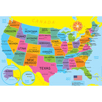 Ashley Productions Placemat Studio Smart Poly USA Map Learning Placemat - 13" x 19" - Single Sided - 10 Pack-Use with dry erase or water based markers and washable crayons
