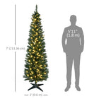 HOMCOM 7' Pre-Lit Artificial Christmas Tree with Warm White LED Lights - Green-Section design of branches make disassembly and storage quick and easy 