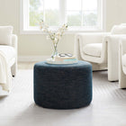 Modway - Callum Gros tissu rond tissé en bruyère de 23 pouces Rembourré Ottoman - Heathered Weave Azure-Glissements au pied sans marquer