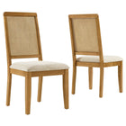 Modway - Arlo Faux rotin et bois Fauteuils d’accompagnement à manger Ensemble de 2 - Tissage naturel naturel en bruyère beige clair-Ensemble de 2 chaises de salle à manger