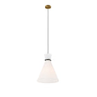 Modway Starlight 1-Light Pendant Light - White/Satin Brass-Height-Adjustable Hanging Rods